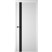 Межкомнатная дверь ALBERO Геометрия-5 - эмаль, цвет белый, остекление чёрное (с магнитным замком)