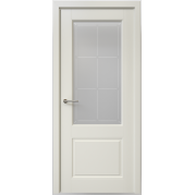Межкомнатная дверь ALBERO Классика-2 - эмаль, цвет латте, остеклённая (с магнитным замком)