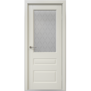 Межкомнатная дверь ALBERO Классика-3 - эмаль, цвет латте, остеклённая (с магнитным замком)