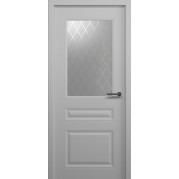 Межкомнатная дверь ALBERO Стиль-2 - эмаль, цвет серый, остеклённая (с врезкой под магнитный замок)
