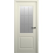 Межкомнатная дверь ALBERO Стиль-1 - эмаль, цвет латте, остеклённая (с врезкой под магнитный замок)