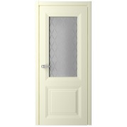 Межкомнатная дверь ALBERO Стиль Богема - эмаль, цвет слоновая кость, остеклённая  (с врезкой под магнитный замок)
