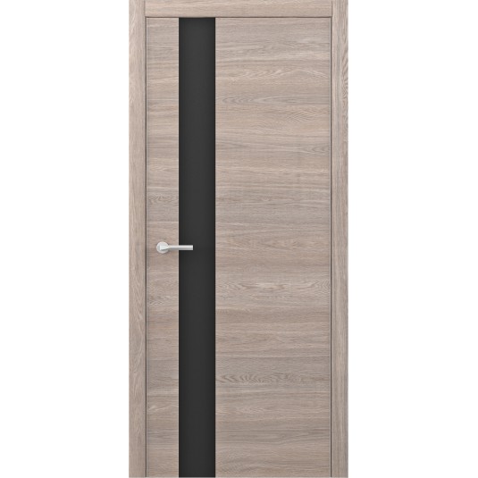 Дверь модель G цвет Дуб карамельный стекло черное Art-шпон ALBERO серии Status с алюминиевой кромкой 