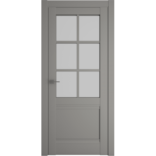 Дверь модель Киото ALBERO серии Империя VINYL серый, стекло мателюкс