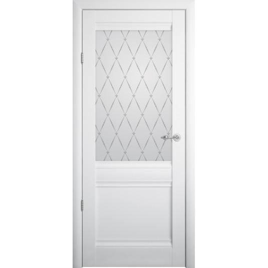 Дверь модель Рим ALBERO серии Империя VINYL белый, стекло Гранд