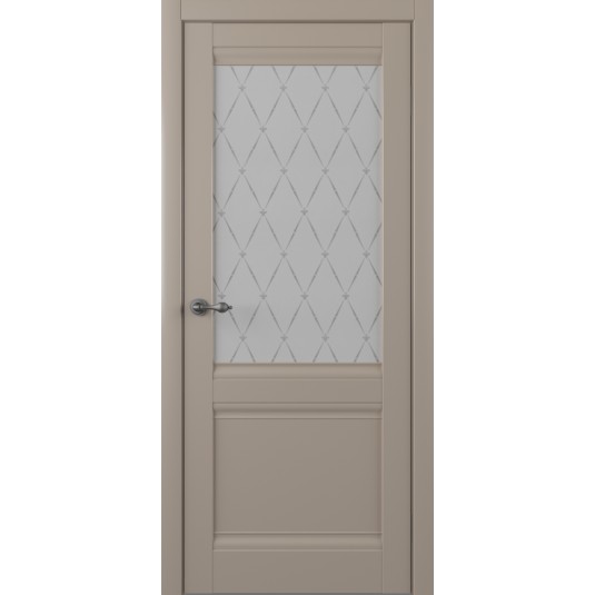 Дверь модель Рим ALBERO серии Империя VINYL серый, стекло Гранд