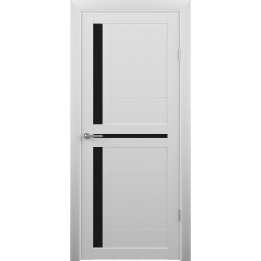 Дверь модель Кельн ALBERO серии Мегаполис, Снежный кедр, стекло черное