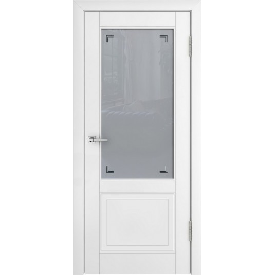 Межкомнатная дверь AVIDOOR Элеганс-02 - эмаль, цвет белый со стеклом