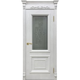 Межкомнатная дверь AVIDOOR Идель - шпон натуральный, цвет ясень белый со стеклом