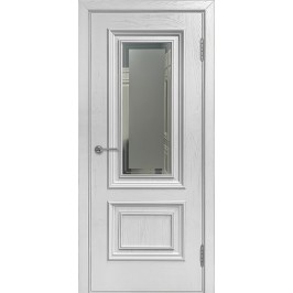 Межкомнатная дверь AVIDOOR Муза - шпон натуральный, цвет ясень белый со стеклом