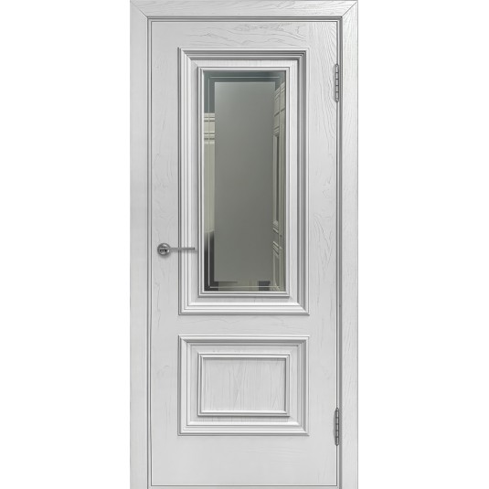Межкомнатная дверь AVIDOOR Муза - шпон натуральный, цвет ясень белый со стеклом