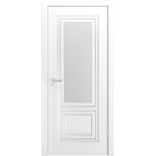 Межкомнатная дверь BPDOORS Favi В0 ДО - эмаль, цвет белая патина серебро, остеклённая