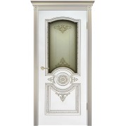 Межкомнатная дверь BPDOORS Марокко - эмаль, цвет белая патина золото (остеклённая)
