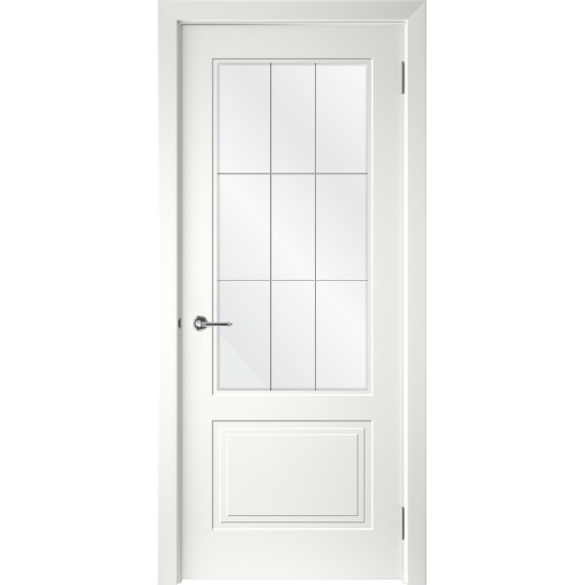 Дверь Левел-2 ДО цвет Эмаль белая стекло сатинат Решетка