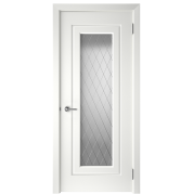 Межкомнатная дверь BPDOORS Blade-1 ДО - эмаль, цвет белый (остеклённая, цвет сатинат, ромб)