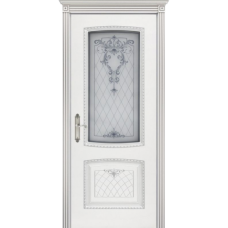 Межкомнатная дверь BPDOORS Симфония 2 В3 эмаль белая патина серебро со стеклом