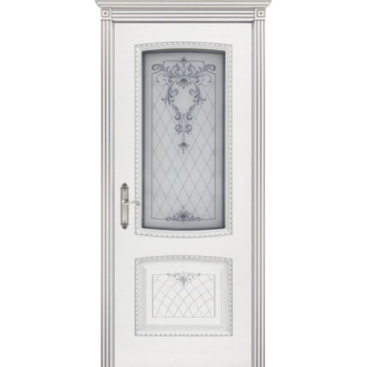 Дверь BP-DOORS Симфония 2 B3 ДО цвет Эмаль Белая патина серебро стекло