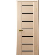 Межкомнатные двери Осирис (белый дуб, стекло черное)