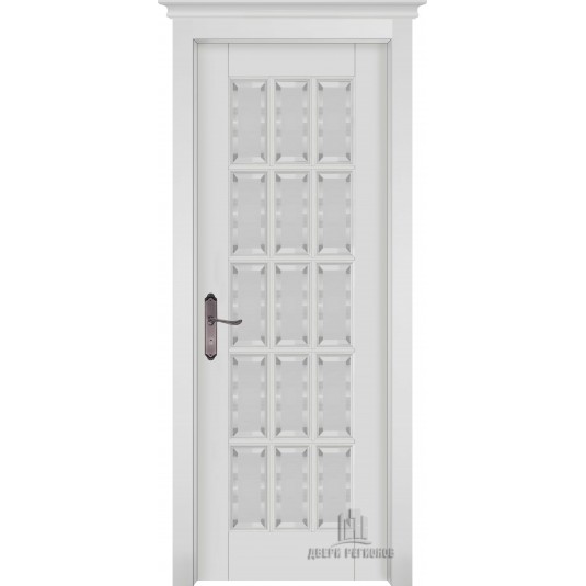 Дверь межкомнатная Лондон-2 массив эмаль белая остекленная