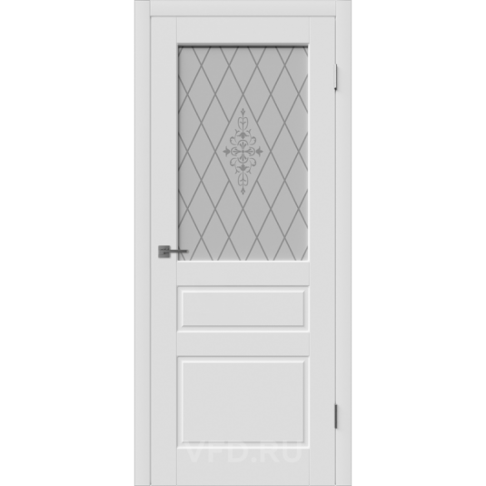 Дверь ВФД Зимняя коллекция Честер 15ДО0 эмаль белая стекло матовые полосы