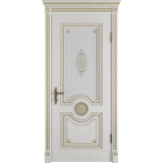 Дверь ВФД Classic Art Greta Bianco Classic с золотой патиной стекло сатин. белое