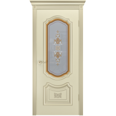 Межкомнатная дверь BPDOORS Соло R0 В3 эмаль шампань патина белое золото со стеклом