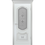 Межкомнатная дверь BPDOORS Соло R-0 B3 ДО-2 - эмаль, цвет белая патина серебро, остеклённая