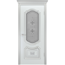 Дверь BP-DOORS Соло R-0 B3 ДО2 Эмаль Белая патина серебро